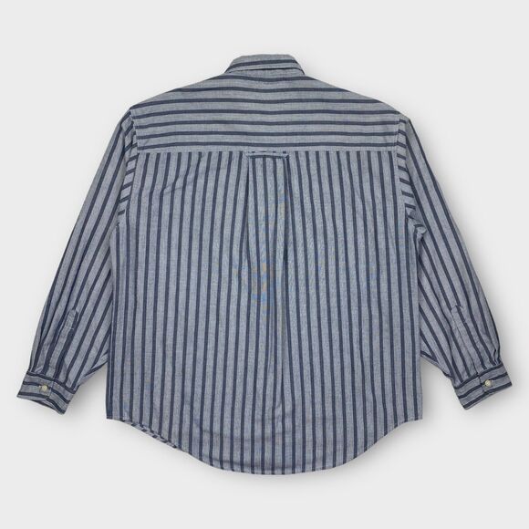 VINTAGE 70s Levis Shirt Mens Extra Large Blue Striped Silver Label Big E Western - Picture 8 of 16